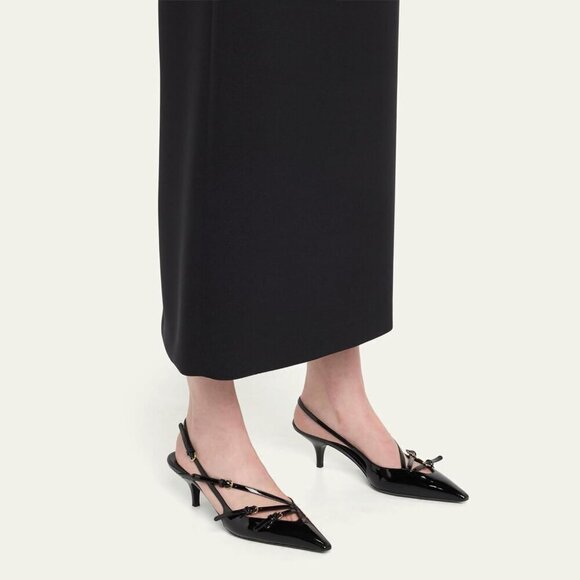 🆕Black Sling back Kitten Heels for Women, Pointed Toe  Sandals with Buckle - Picture 2 of 7